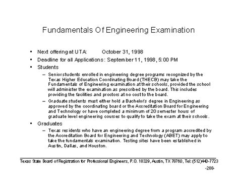 fundamentals of engineering exam texas